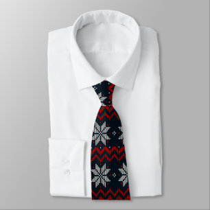 Cravate Motif rétro classique avec ornement Marine Rouge N