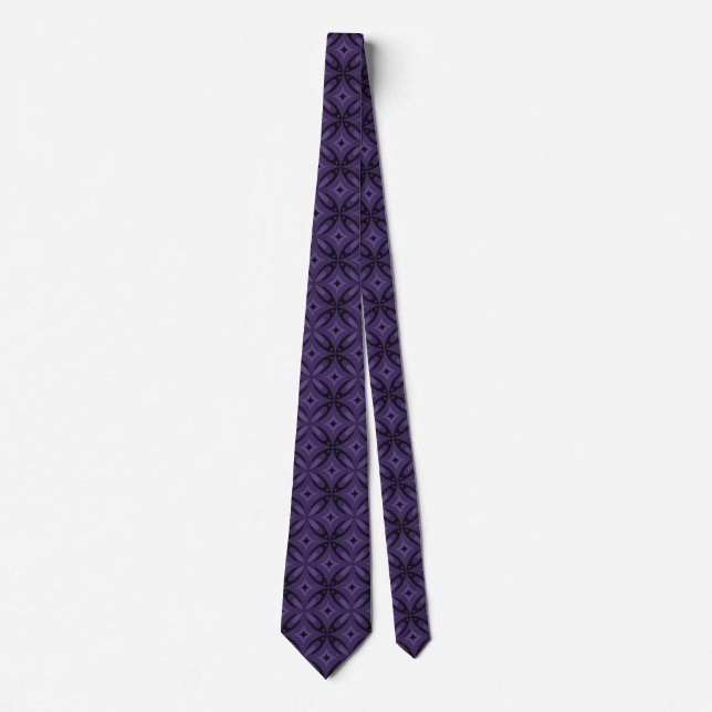 Cravate Motif Rétro de Couleur Violet Foncé (Devant)