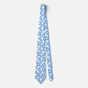 Cravate Motif rétro Hawaïen Hibiscus bleu