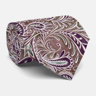 Cravate Motif rétro Mauve Purple Paisley