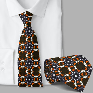 Cravate Motif rétro orange et noir élégant