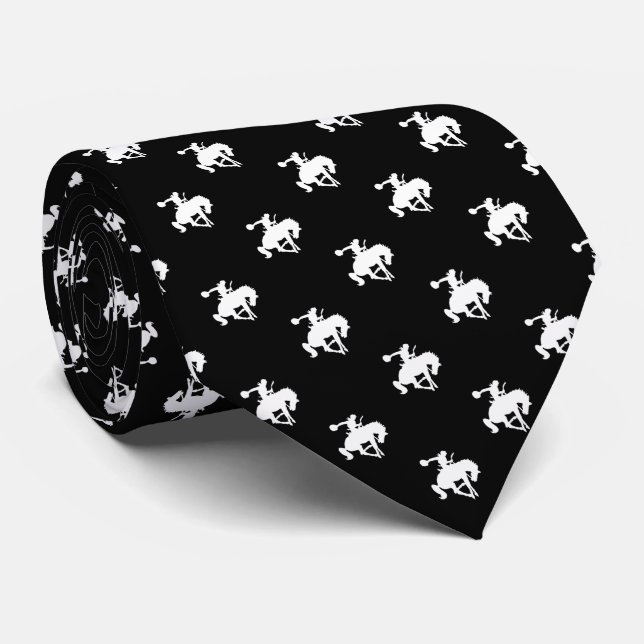 Cravate Motif Rodeo Cowboy | Noir (Roulé)