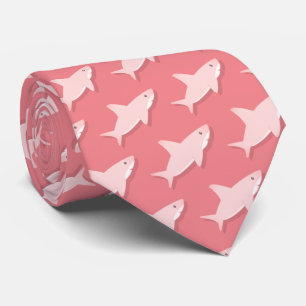 Cravate Motif rose de bande dessinée de requin