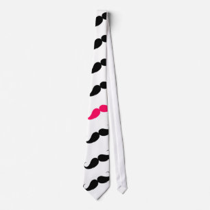 Cravate Motif rose et noir Girly drôle de moustache