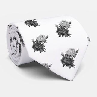 Cravate Motif rose noir et blanc