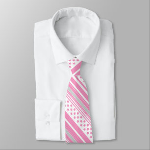 Cravate Motif rose rayé avec étoiles