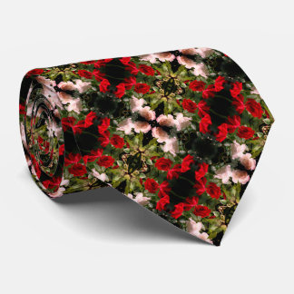 Cravate Motif Rose Rouge Et Blanc