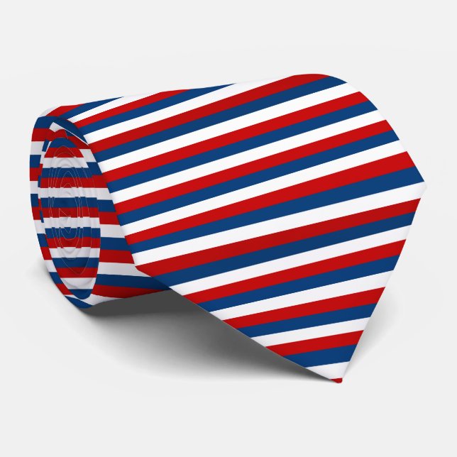 Cravate Motif rouge blanc rayé (Roulé)