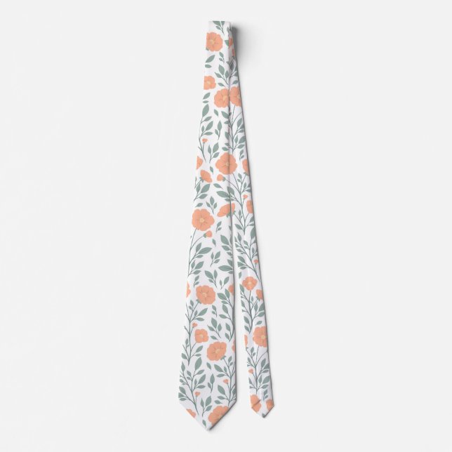 Cravate Motif rustique avec fleurs roses (Devant)