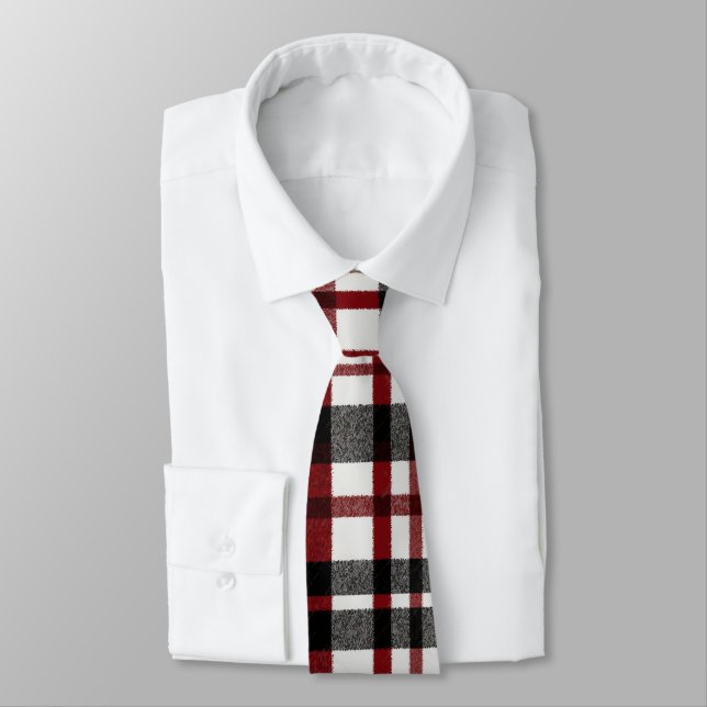 Cravate Motif rustique blanc et rouge (Attaché)