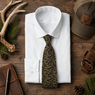 Cravate Motif rustique de chasseur camouflage vert