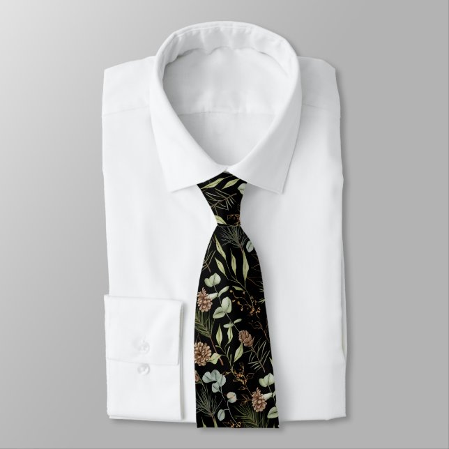 Cravate Motif rustique en bois sur Mariage noir (Attaché)