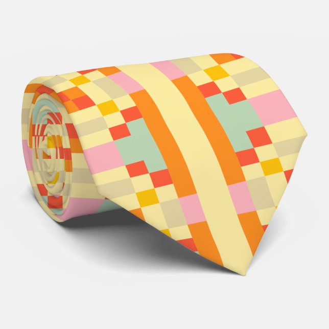 Cravate Motif sans couture d'art pixel géométrique moderne (Roulé)
