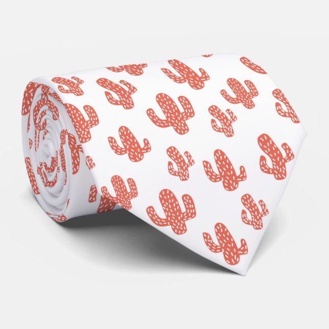 Cravate Motif sans couture de cactus orange (Roulé)