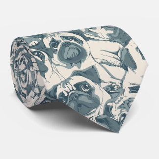 Cravate Motif sans couture de chien carlin mignon
