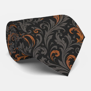 Cravate Motif sans couture de citrouille baroque foncé N