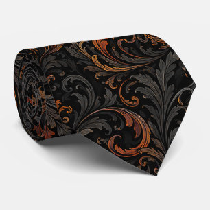 Cravate Motif sans couture de citrouille baroque foncé N