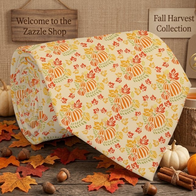 Cravate Motif sans couture de citrouille d'automne et de f (Créateur téléchargé)