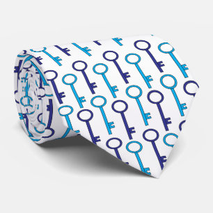 Cravate Motif sans couture de clé squelette bleue