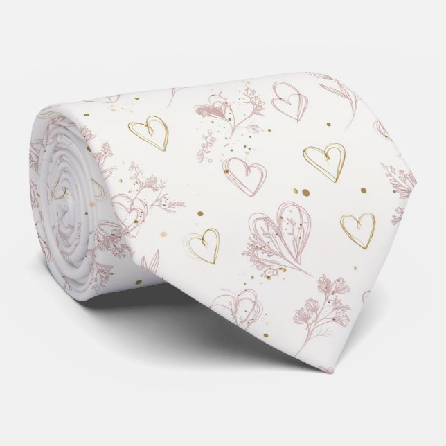 Cravate Motif sans couture de cœurs de la Saint-Valentin m (Roulé)