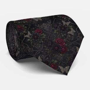 Cravate Motif sans couture de Damas gothique sombre avec d