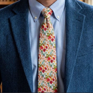 Cravate Motif sans couture de feuilles d'automne colorées