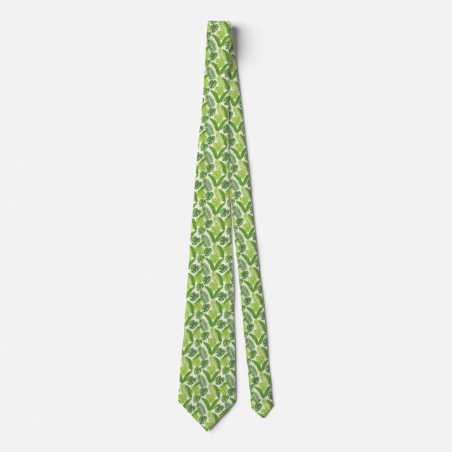 Cravate Motif sans couture de feuilles tropicales & Monste (Devant)