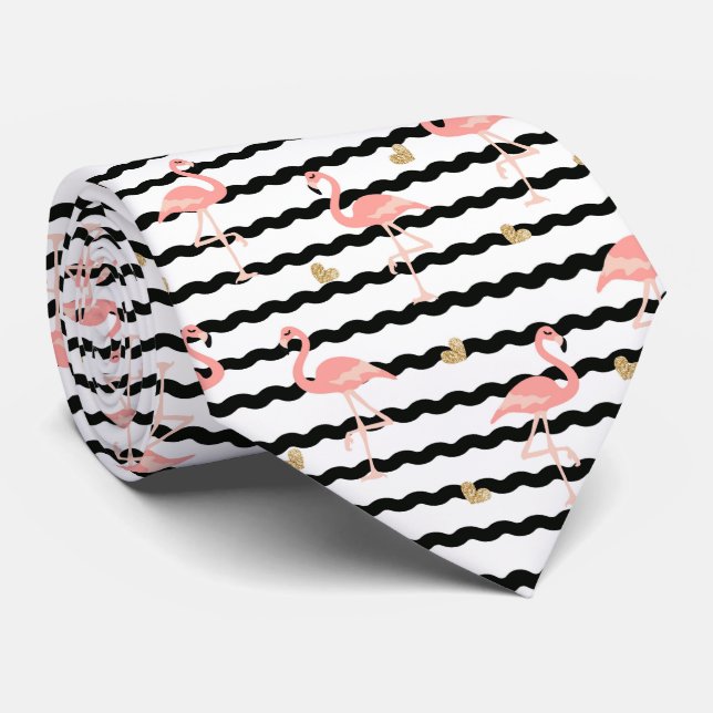 Cravate Motif sans couture de flamant rose mignon (Roulé)