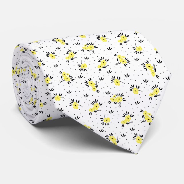 Cravate Motif sans couture de fleurs jaunes (Roulé)