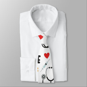 Cravate Motif sans couture de la vie d'infirmière blanche 