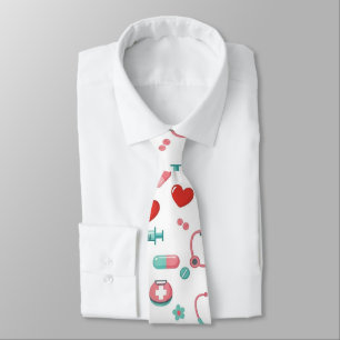 Cravate Motif sans couture de la vie d'infirmière blanche 