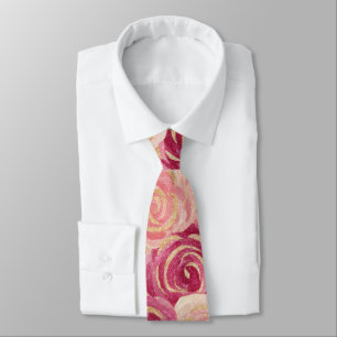 Cravate Motif sans couture de rose rose tourbillon paillet