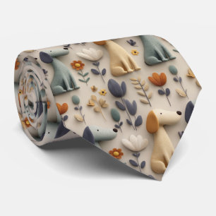 Cravate Motif sans couture de style argile 3D avec des chi