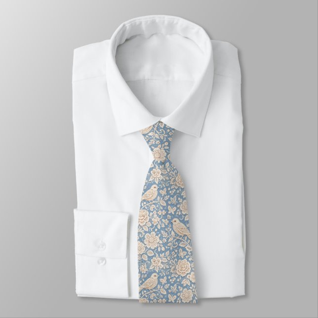 Cravate Motif sans couture de style chinoiserie oiseaux et (Attaché)