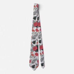 Cravate Motif sans couture flamant avec fond floral