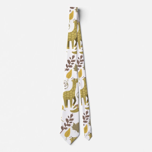 Cravate Motif sans couture Giraffe jaune blanc arrière - p (Devant)