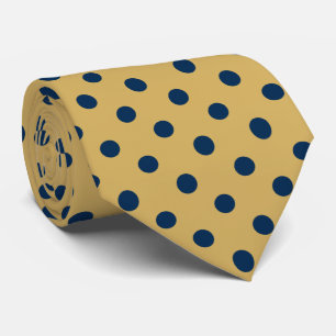 Cravate Motif sans couture Gold et Navy Blue Polka-Dot
