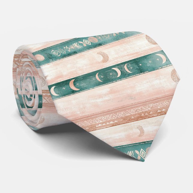 Cravate Motif Soleil Lune Rustique pour une Vie Spirituell (Roulé)
