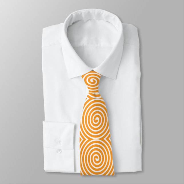 Cravate Motif spiral - Orange clair et blanc (Attaché)