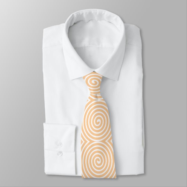 Cravate Motif Spiral - Sable et Blanc (Attaché)