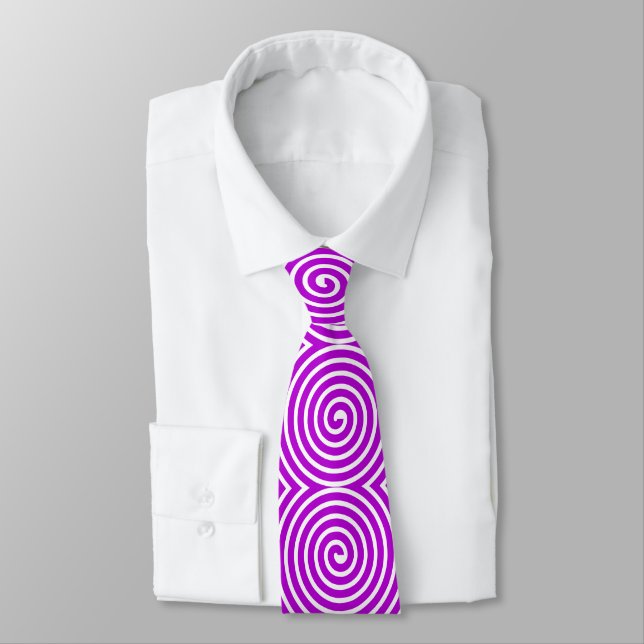 Cravate Motif spiral - violet et blanc (Attaché)