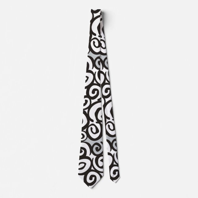 Cravate Motif Spirales Noir & Blanc + vos idées (Devant)