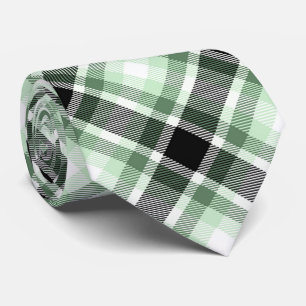 Cravate Motif Tartan blanc, noir, vert
