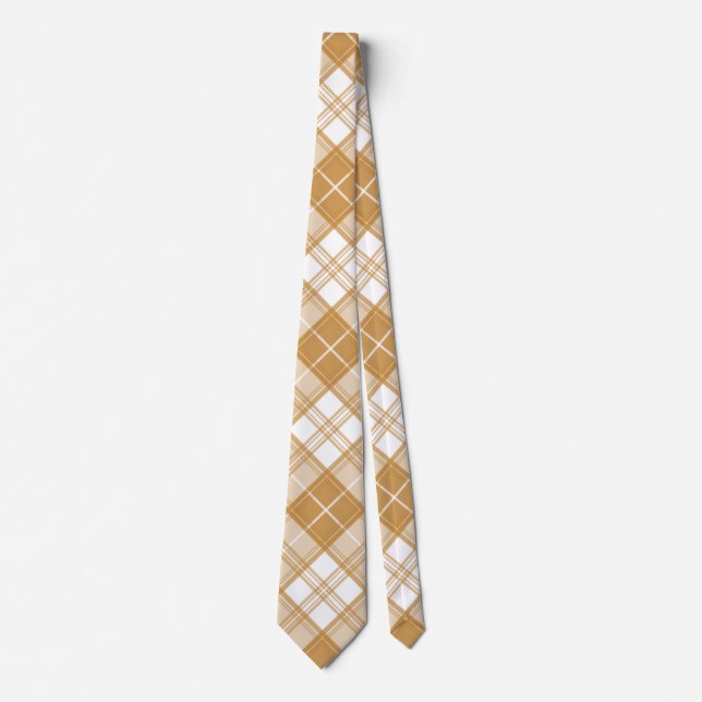Cravate Motif Tartan Brun Blanc yxm0uat9 (Devant)