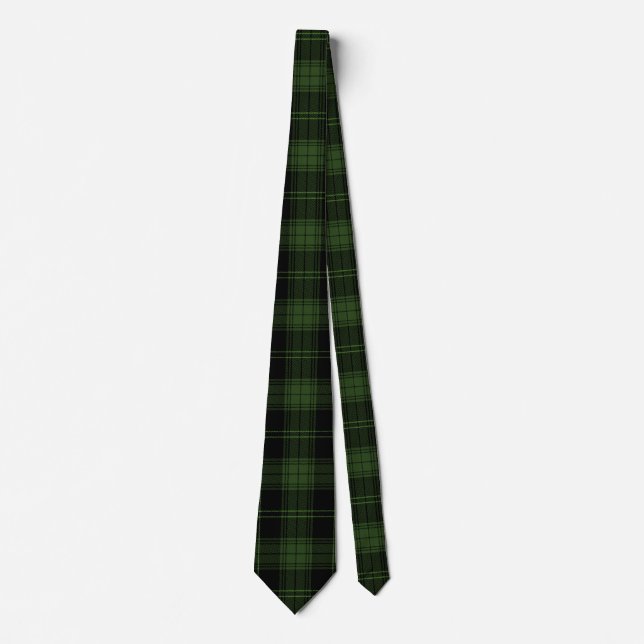 Cravate Motif Tartan écossais foncé vert et noir (Devant)