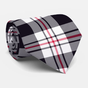 Cravate Motif Tartan Noir Blanc Rouge