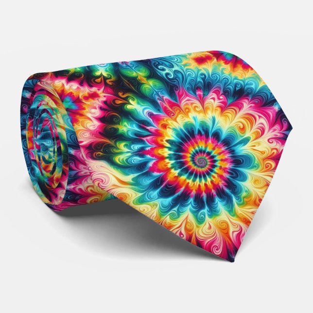 Cravate Motif Tie-Dye Psychédélique (Roulé)