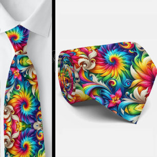 Cravate Motif Tie-Dye Psychédélique