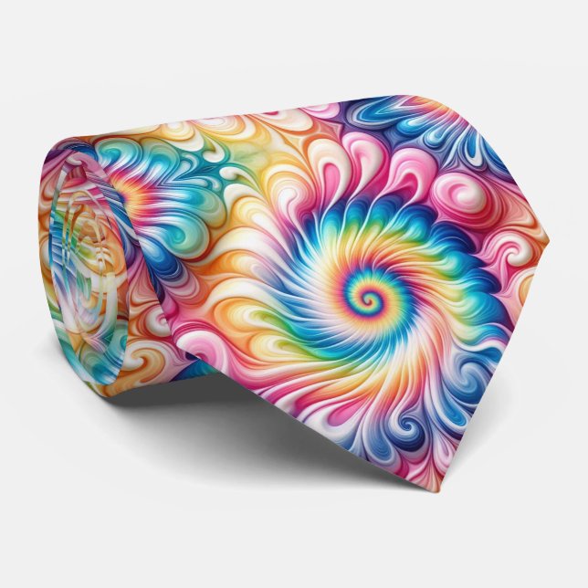 Cravate Motif Tie-Dye Psychédélique (Roulé)