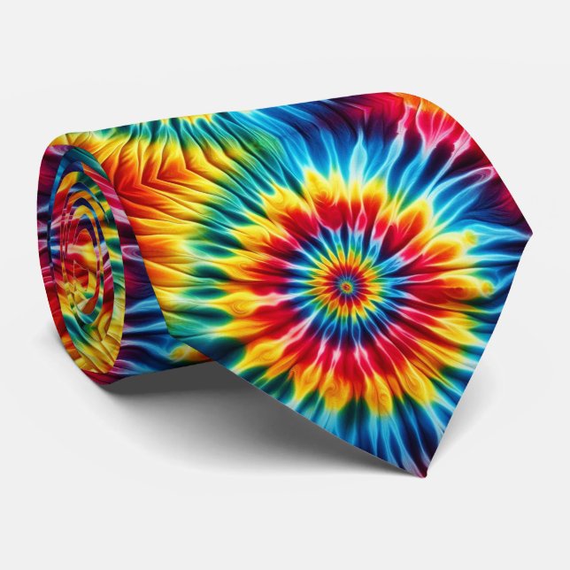 Cravate Motif Tie-Dye Psychédélique (Roulé)